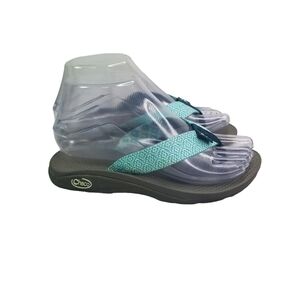 Chaco turquoise blue print thong sandals